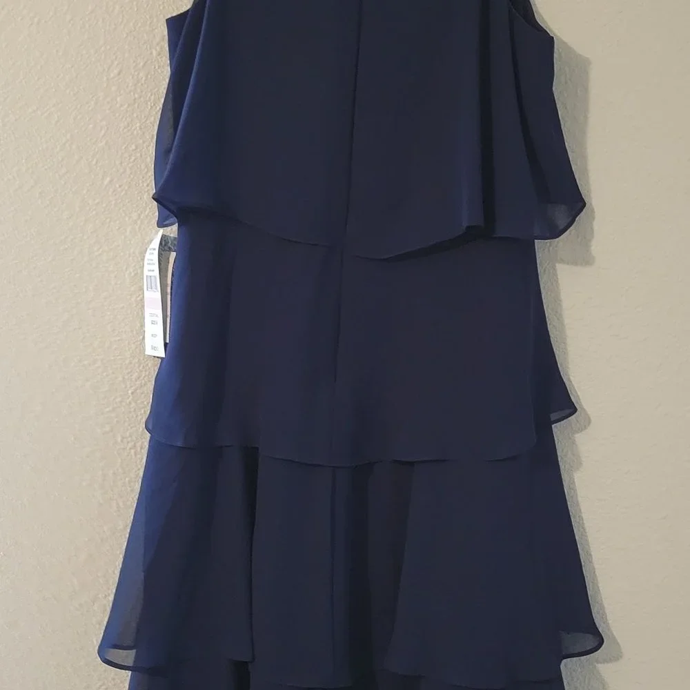 SL FASHIONS NAVY BLUE MISSY FLAPPER STYLE COCKTAIL DRESS-NWT - Picture 3 of 10